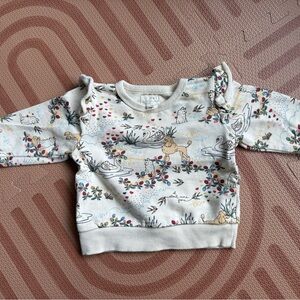 Baby kids Cream Floral Hoodie with Ribbed Hem